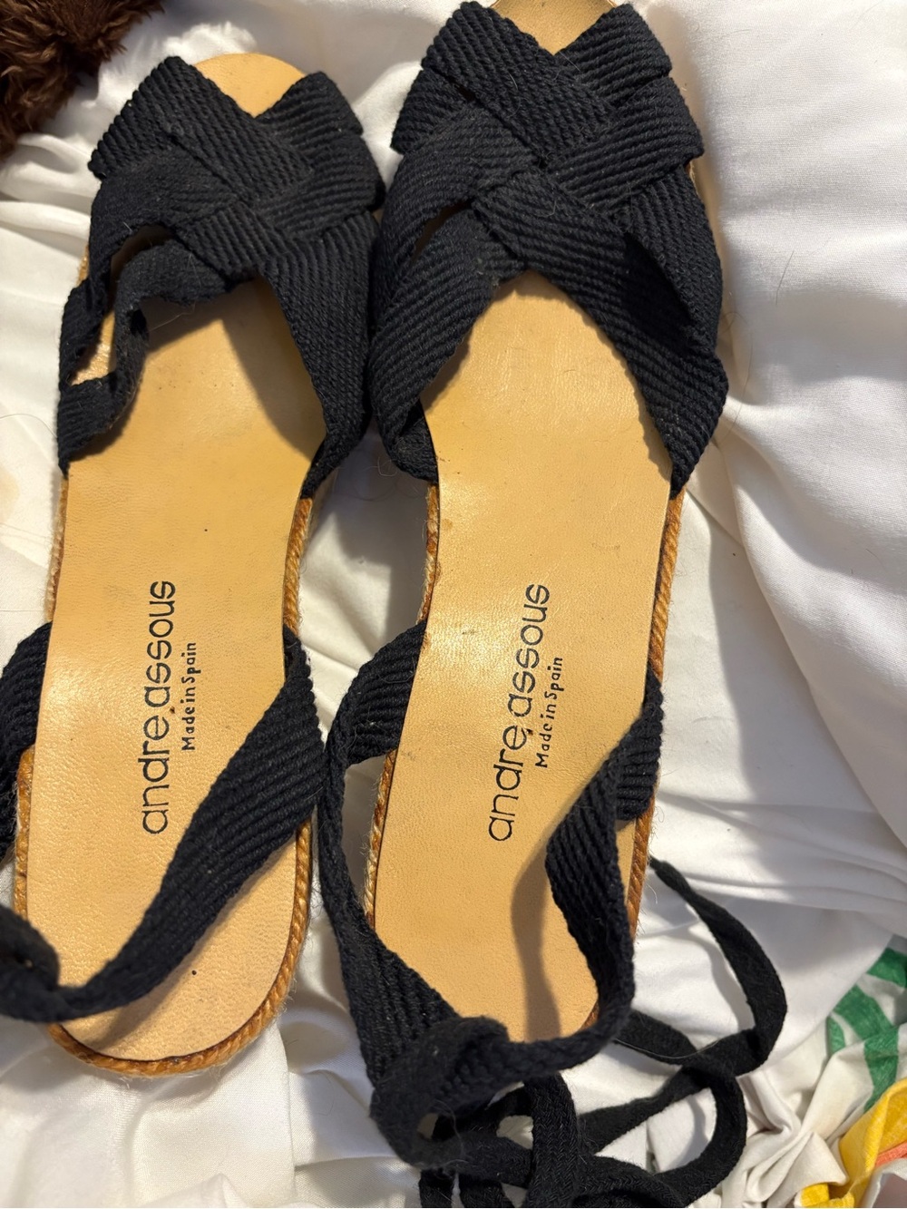 Andrea Assous Black Woven Tie Sandals